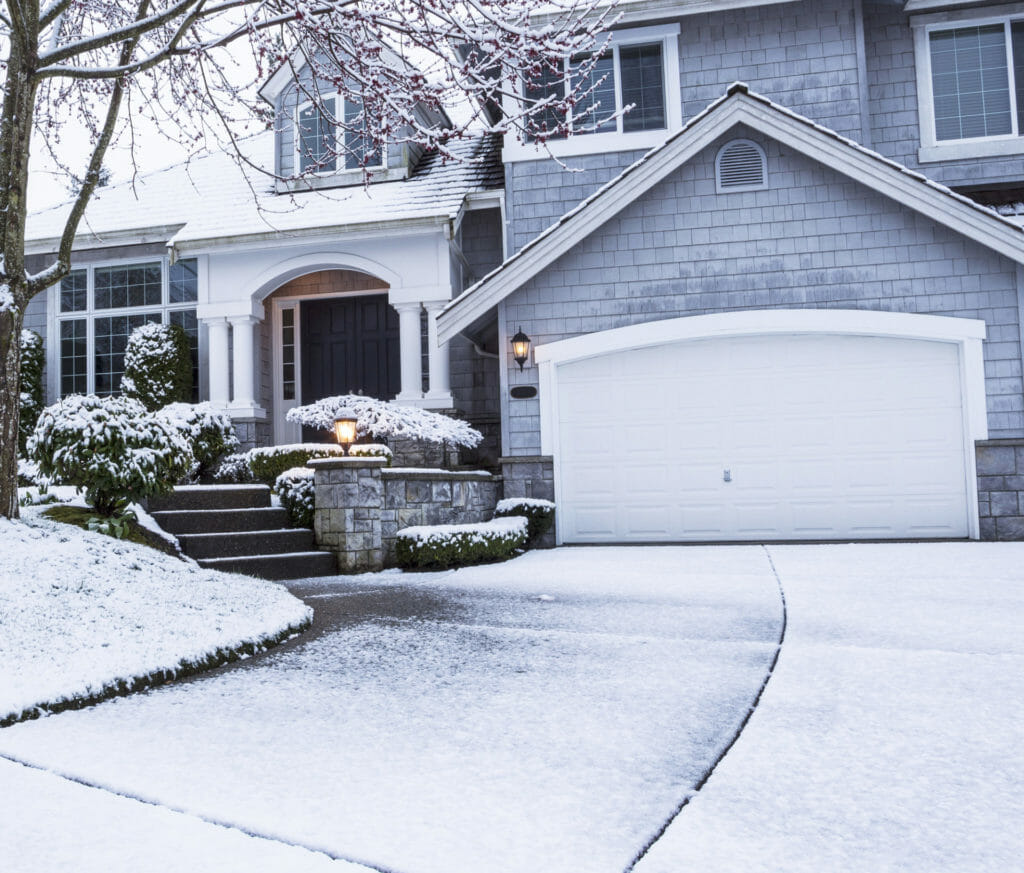 Home surrounded by snow